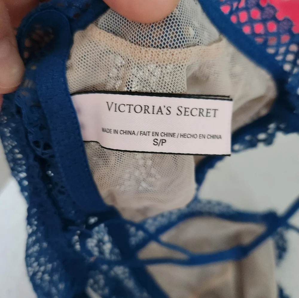 4 for $40 Victoria Secret Blue Lace Longline Dainty Bralette Size Small - Picture 2 of 3